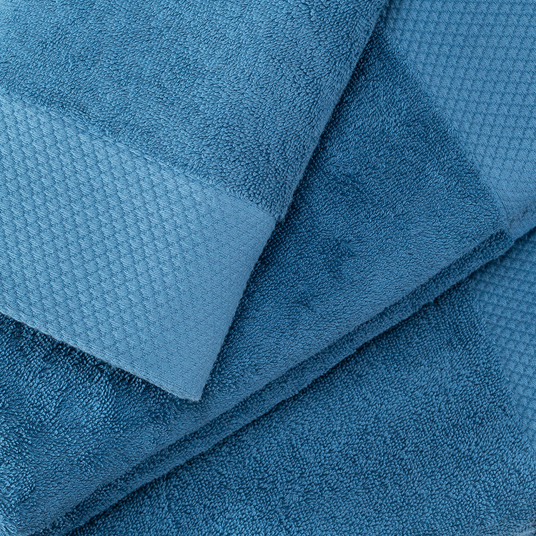 Ready To Ship 3Pcs Pure Cotton Five-Star Dobby Border Blue Face Hand Bath Towel Set 13