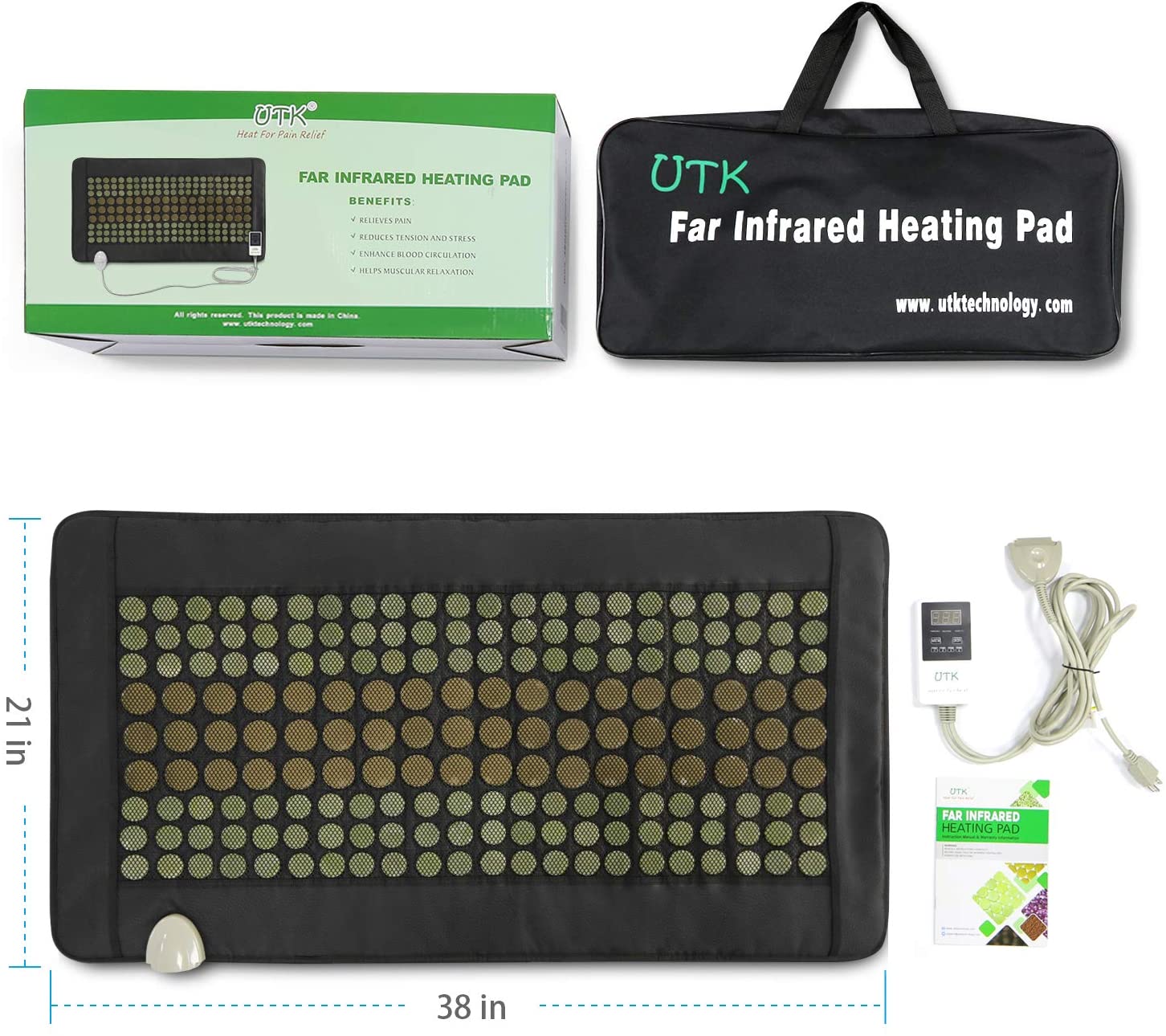 UTK Far Infrared Heating Pad for Full Back pain relief ,132 jade and 54
