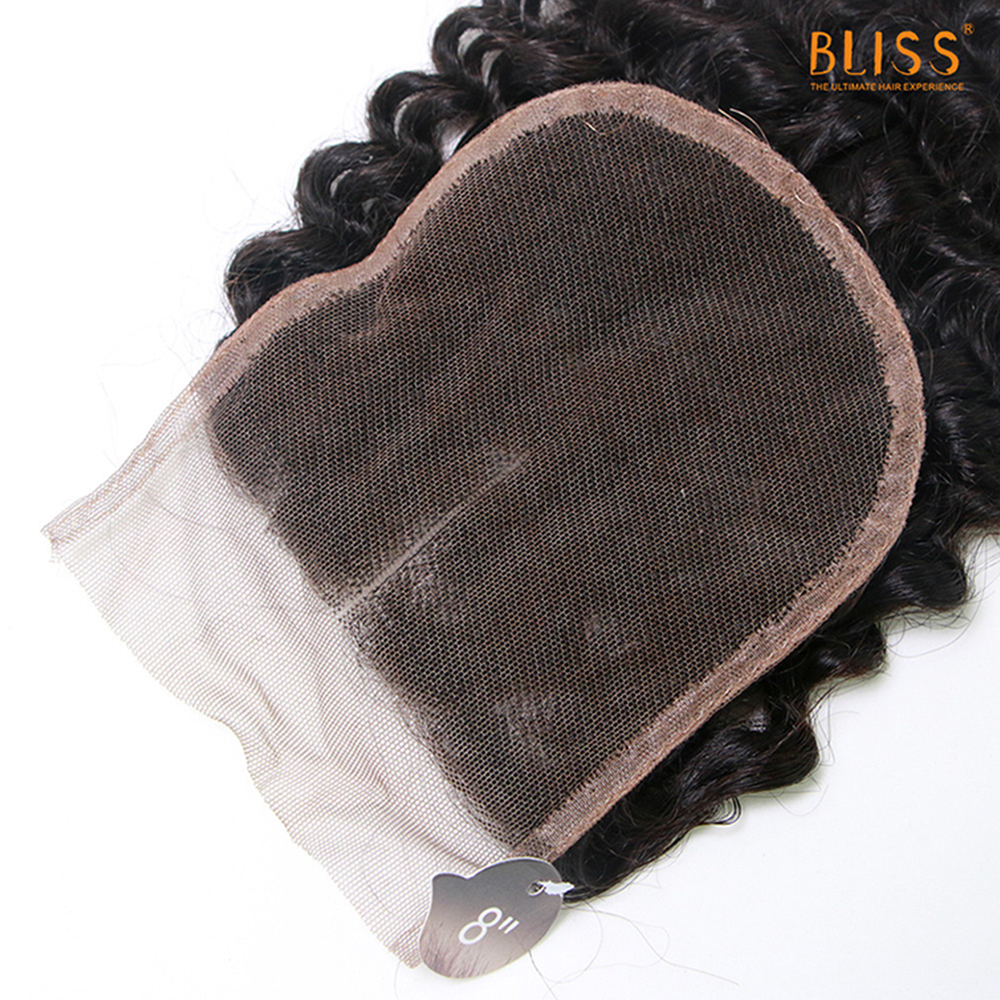 Bliss Emerald 4x4 Transparent Lace Closure & Frontal Mongolian Curl Virgin Human Hair 15
