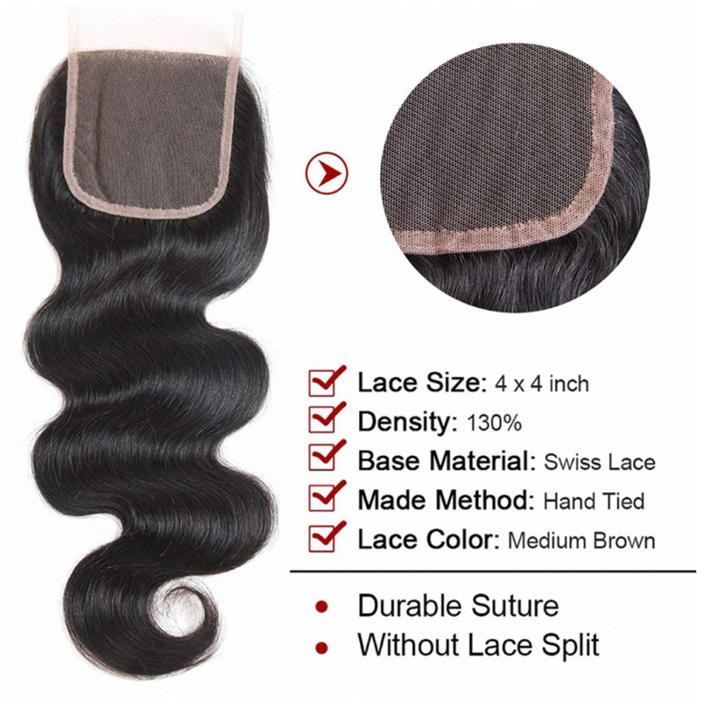 Bliss Emerald 4x4 Transparent Lace Closure & Frontal Body Wave Virgin Human Hair 9