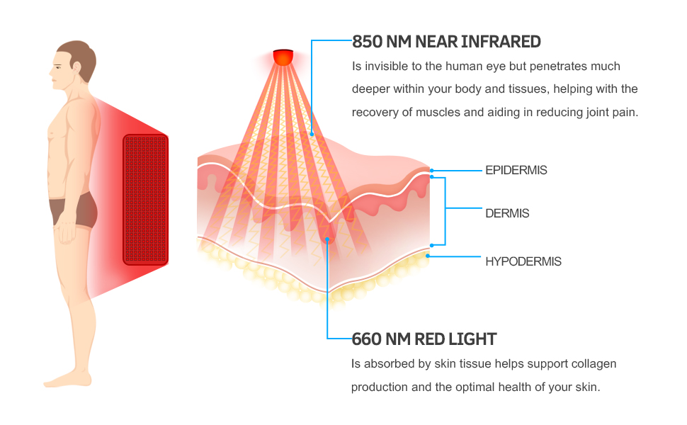 UTK Wearable Light Therapy Wrap 660nm LED Red Light and 850nm Near Infrared Light Therapy Pads 8