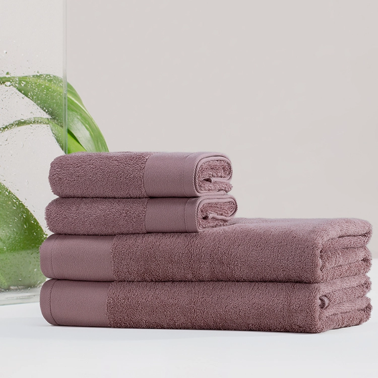Pure Cotton Luxury Border Five Star Hotel Red Bath Hand Towel SET 1