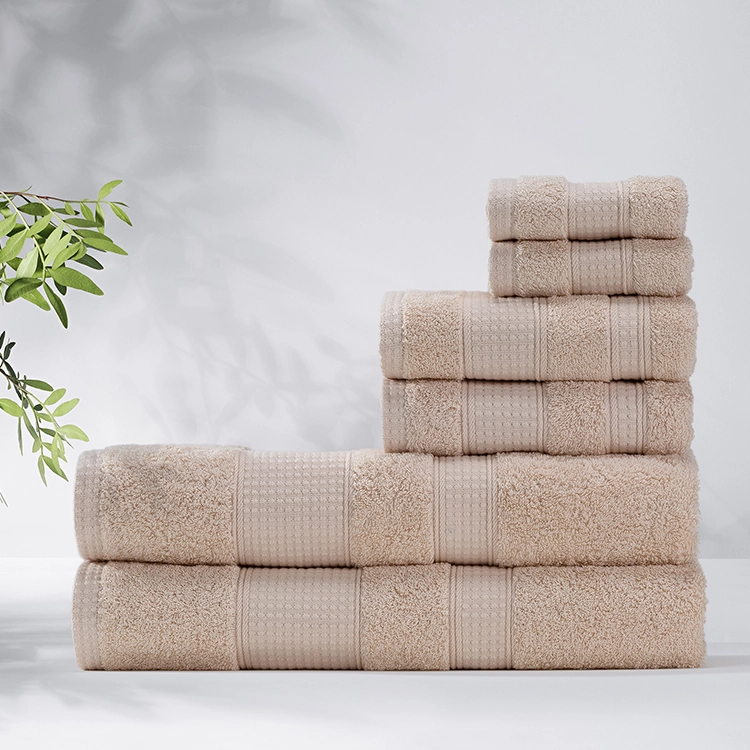 Wholesale Luxury Border Five Star Hotel Yellow 6pcs Bath Hand Face Towel SET 1