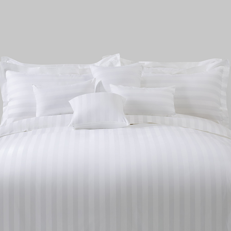 ELIYA Plain White 6080S 100% Cotton 3cm Stripe Hotel Bedroom Bedding Sheet Set 9