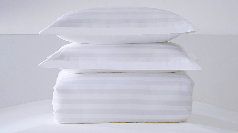ELIYA Plain White 6080S 100% Cotton 3cm Stripe Hotel Bedroom Bedding Sheet Set 12