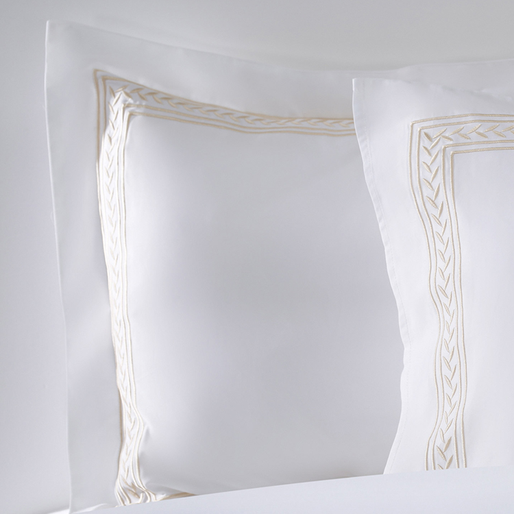 ELIYA Factory White 6080S 100% Cotton Golden Embroidered Hotel Bedroom Bedding Sheet Set 11