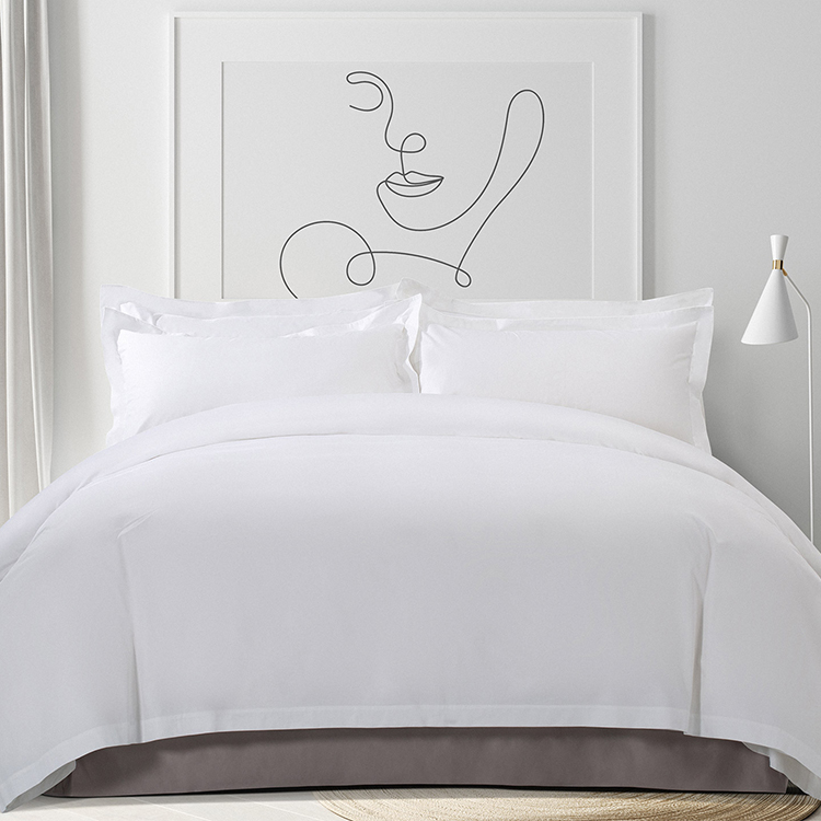 ELIYA High Quality Plain White 6080S 400TC 100% Cotton Sateen Hotel Bedroom Bedding Sheet Set 12