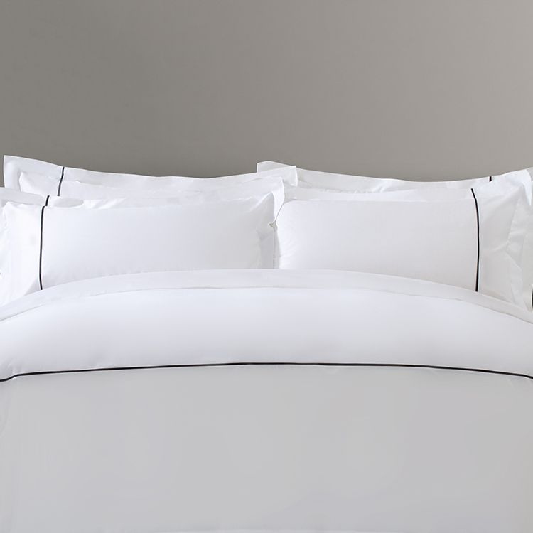 ELIYA Plain White 6080S Pure Cotton  False Piping Hotel Bedroom Bedding Sheet Set 9