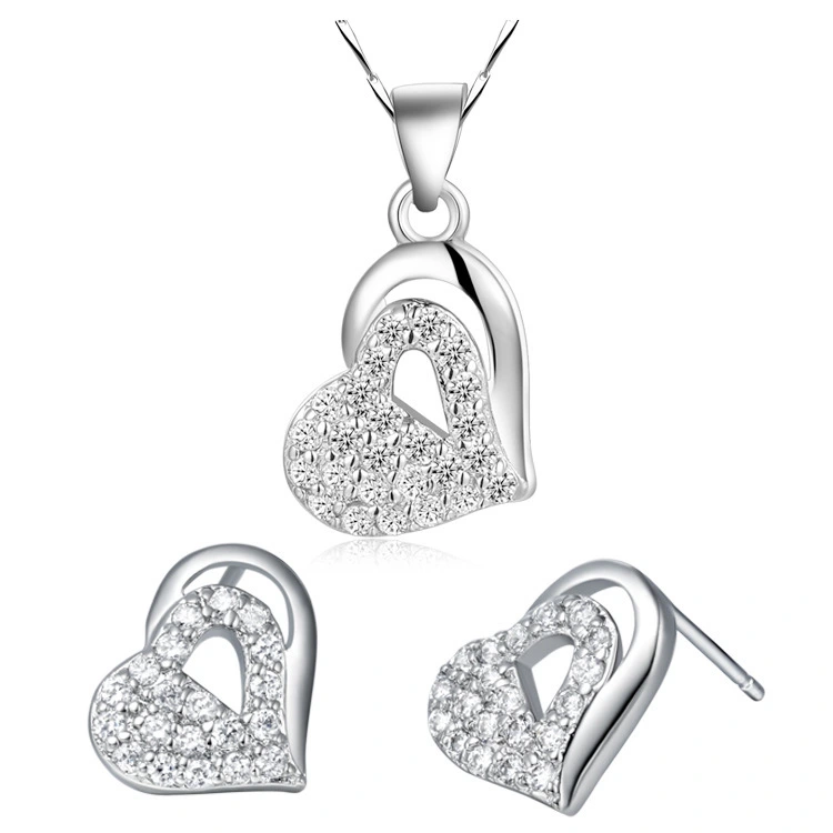 Hainon wholesale brass heart Pendant Necklace Earrings set wedding jewelry sets dubai bridal Gift Cards 1