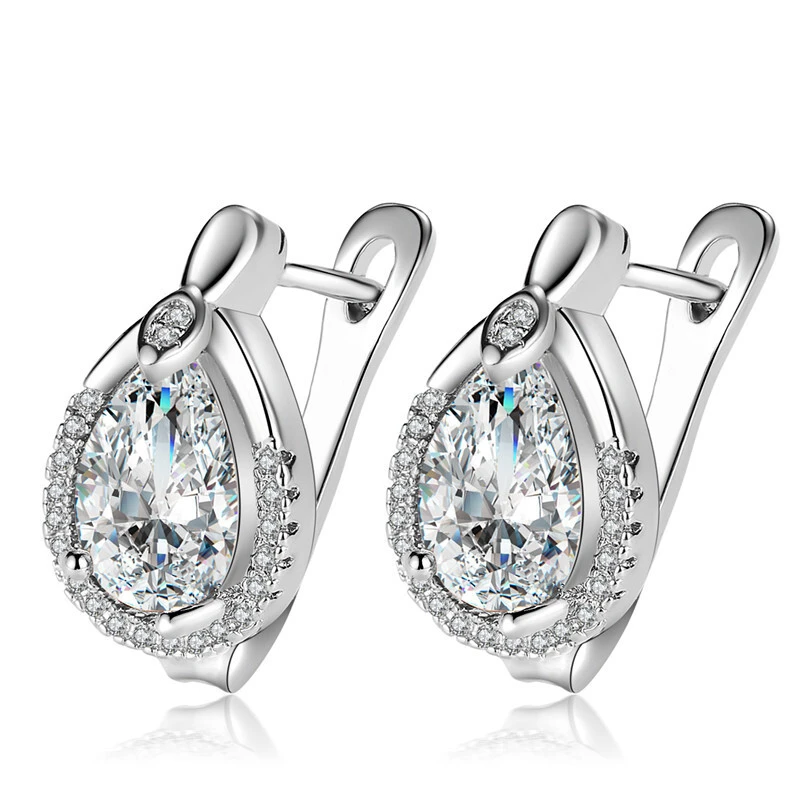 New design platinum plated colorful earrings water drop zircon earrings ear ornaments women clip earrings 1