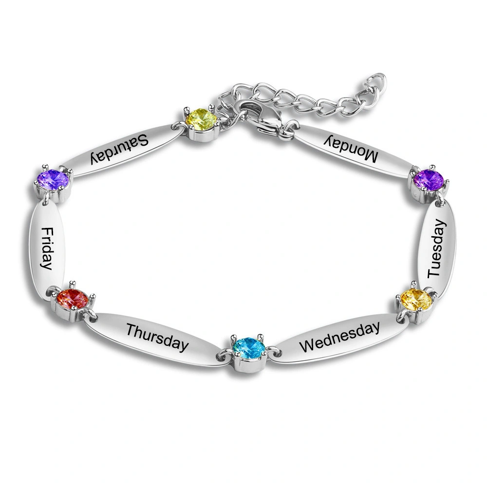 Hainon Six Day customized bracelet Birthstone Rose gold bracelets romantic Anniversary Gift for her Friendship Free card bag 1