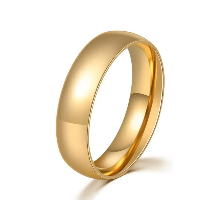 Stainless steel men's ring 6mm gold fashion jewelry Men's engagement Ring Hainon Wholesale 1