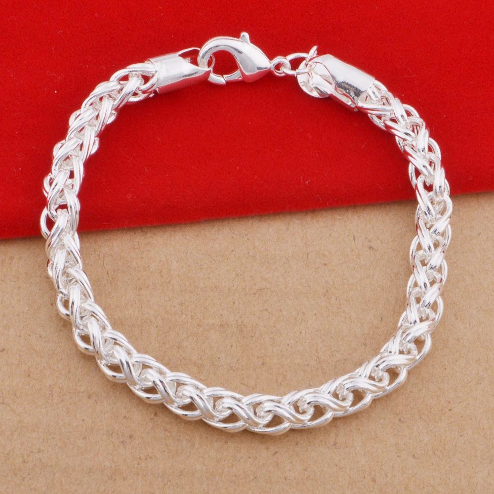 Hainon Factory Oem 925 Mexican Silver Bracelet 8mm 20cm Trade Jewelry Men Wholesale Hand Bracelet Alloy Unisex S925 Pearl Ring 1
