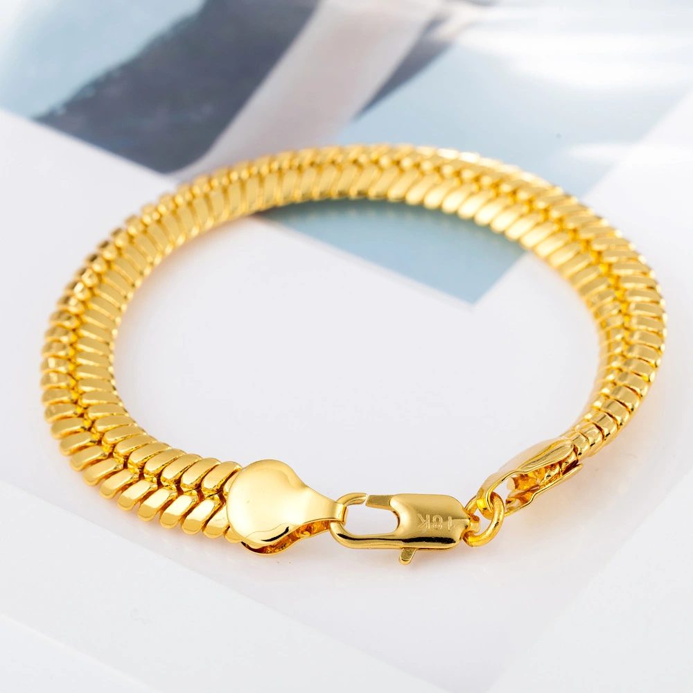 9mm Men's Bracelet plating 18K Gold 21cm New gold chain design for mens 1