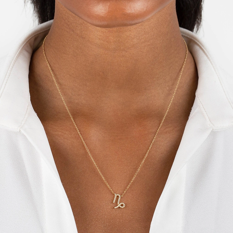 Hainon Woman 12 Zodiac Signs Gold Plated Zirconia Necklace Birthday Gift 1