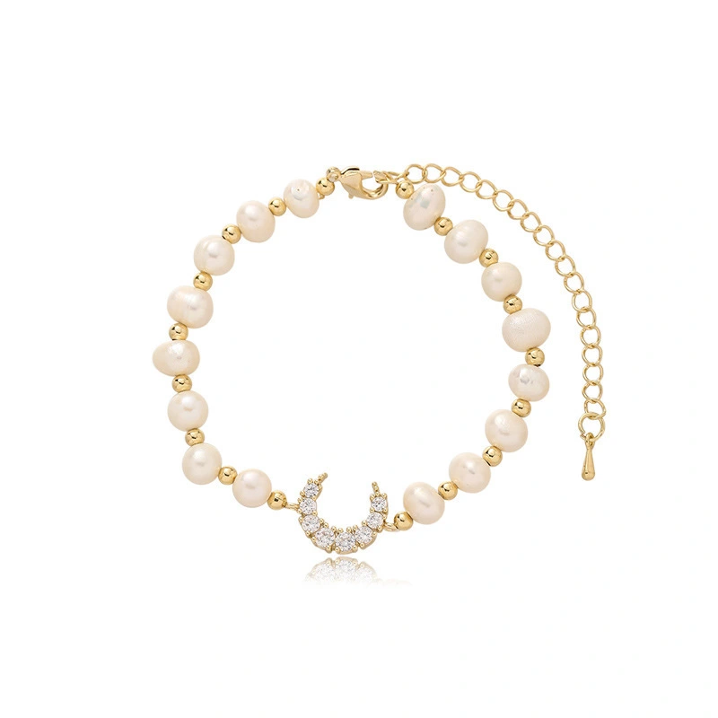 Hainon pearl bracelets & bangles Moon women bracelet gold Best festival gift Irregular charm bracelets 1