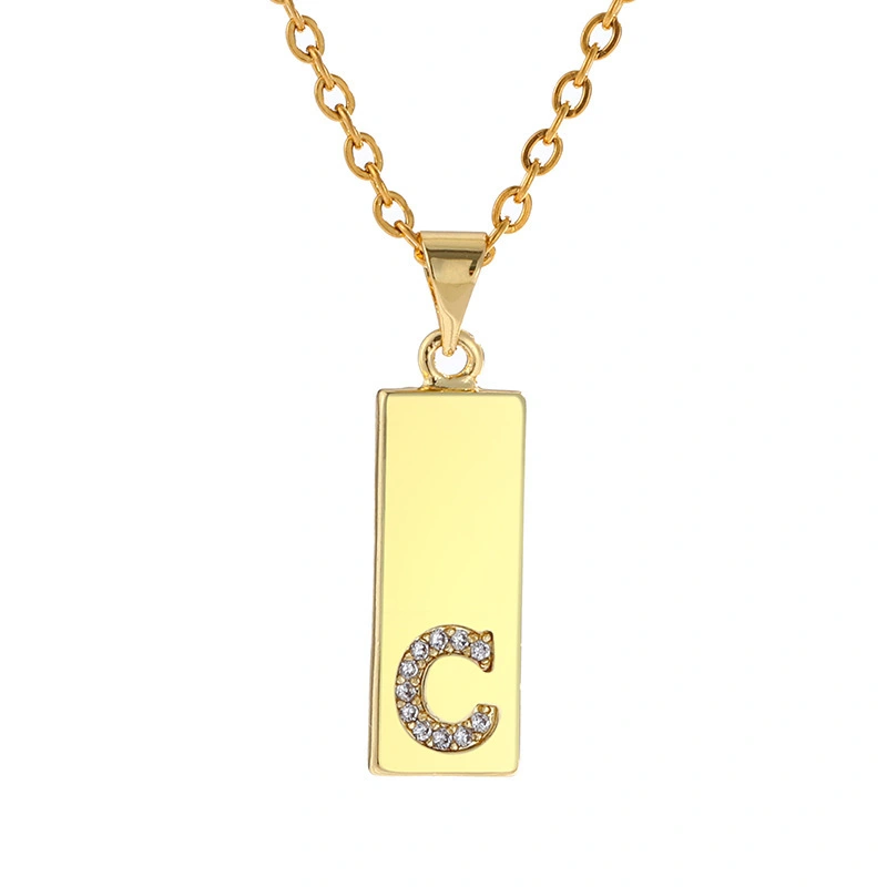 Hainon Initial A-Z Letter Pendant Necklace Mens Womens Yellow Gold Plated Stainless Steel Chain 18 inch 1