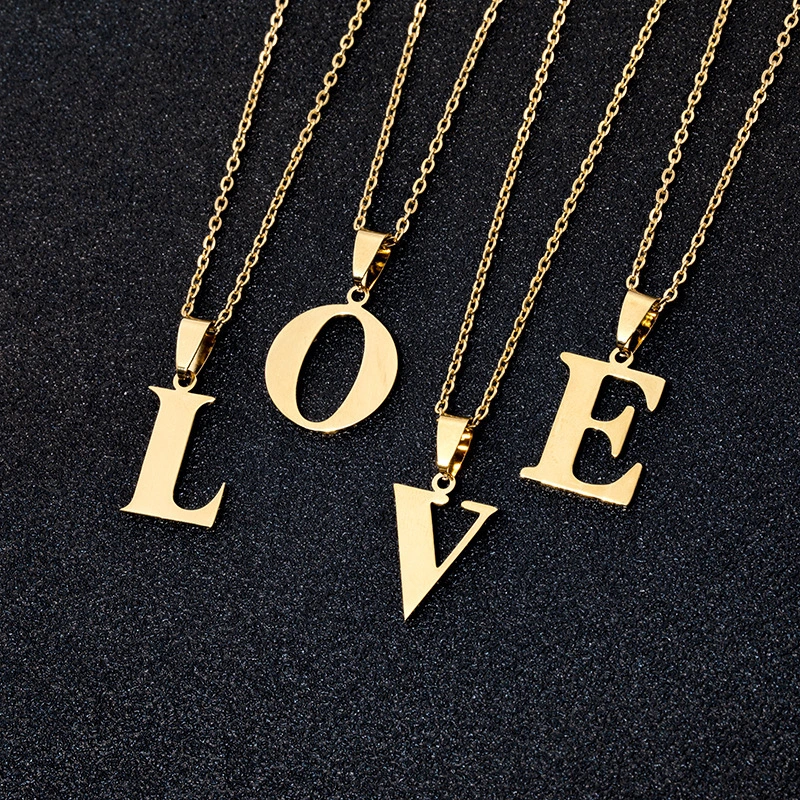 Hainon initial necklace stainless steel simple Letter Necklaces fashion Jewelry Gift for women dropshipping 1