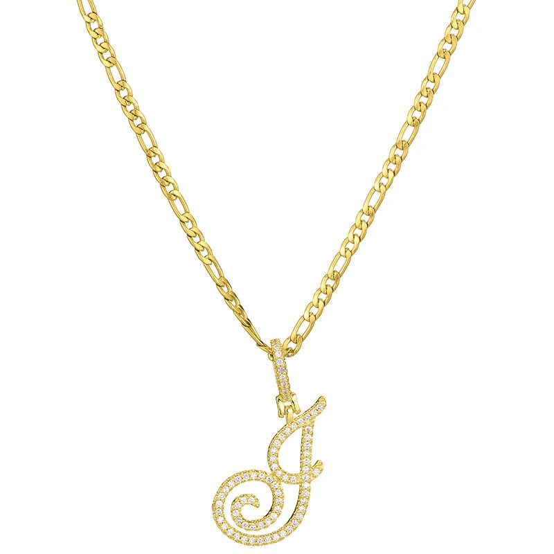 Hainon Personalized creativity Initial Necklaces Women shiny zircon stainless steel Chain Letter necklace jewelry Dropshipping 1