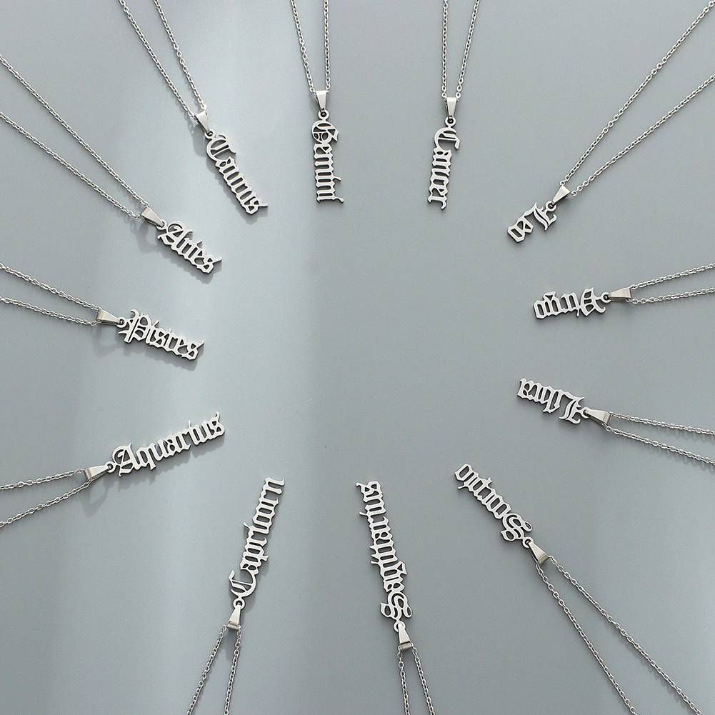 Hainon personalized necklace Hip hop zodiac necklace letter stainless steel necklace design fashion Jewelry Gift 1