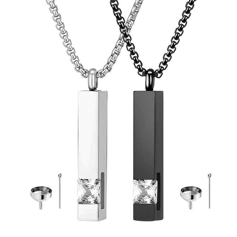 Hainon Couple zircon perfume necklace can be opened commemorate loved ones' hair urn pendant flannel bag set 1