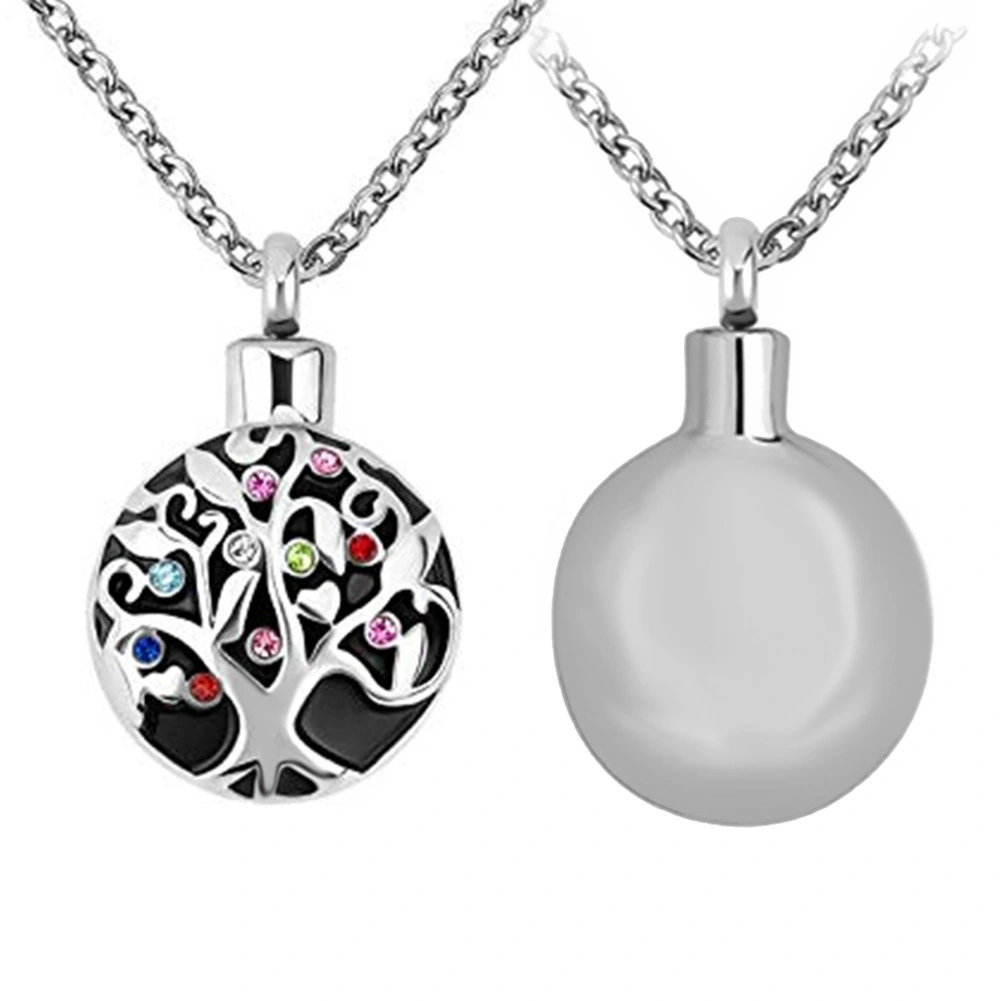 Hainon New stainless steel tree of life inlaid colorful diamond urn commemorative pendant flannel bag set 1