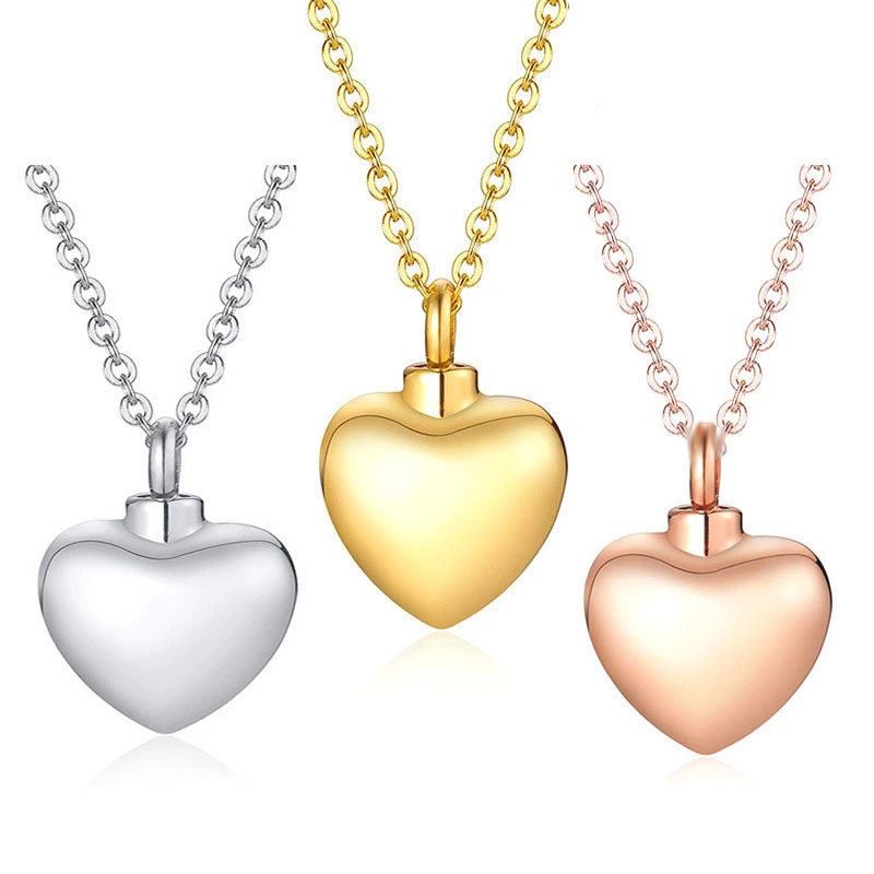 Hainon wholesale stainless steel heart commemorative ashes pendant peach heart perfume bottle flannel bag set 1