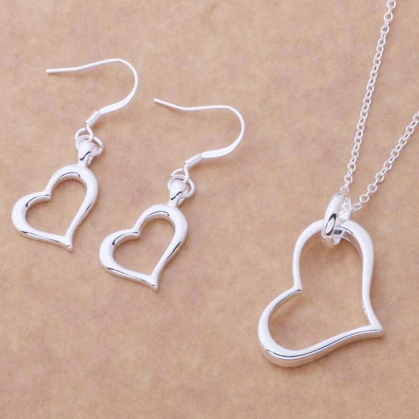 Hainon wholesale heart Necklace and Earrings Set for Women 925 jewelry set bride necklace jewelry sets Gift Cards 1