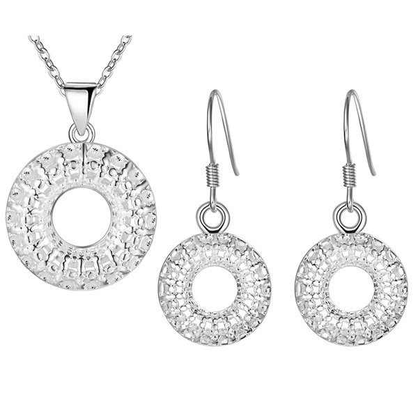 Hainon Hollow cheap round Pendant Necklace Earrings set accessories for women jewelry set Gift Cards 1