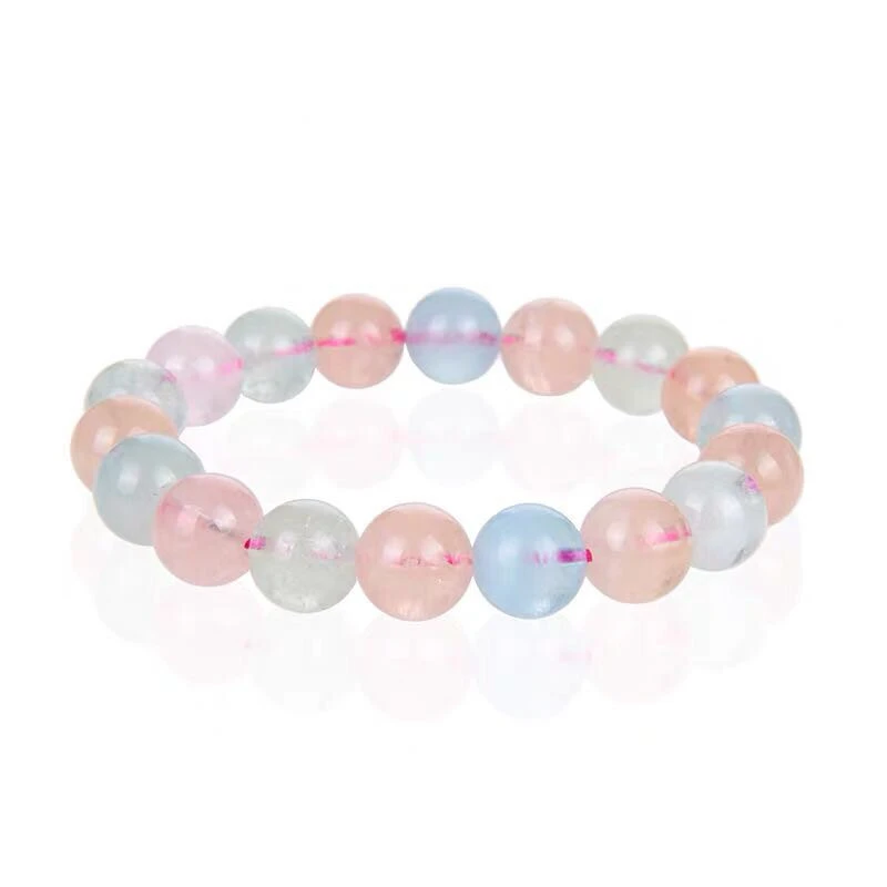 Hainon 10mm Natural Stone Candy Color Bracelet Valentine's Day Gift Energy Spar Chakra Ice Seed Morganite Jewelry 1