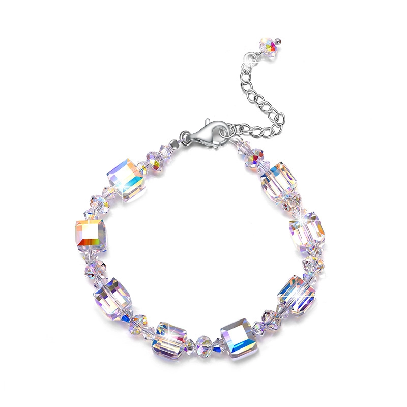 Hainon Luxury Girl Charm Bracelets Aurora Crystal Bead Bracelets For Women Christmas Valentine's Day Gift 1