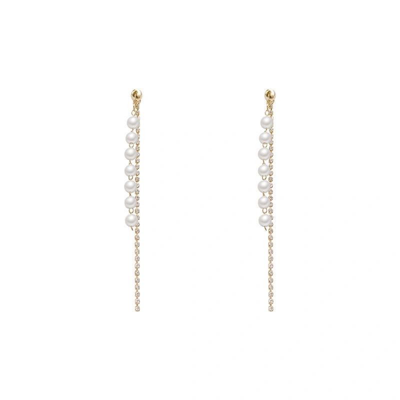 Hainon pearl earrings Long Tassel romantic stud earring Fashion style women earring gift alloy elegant jewelry 1