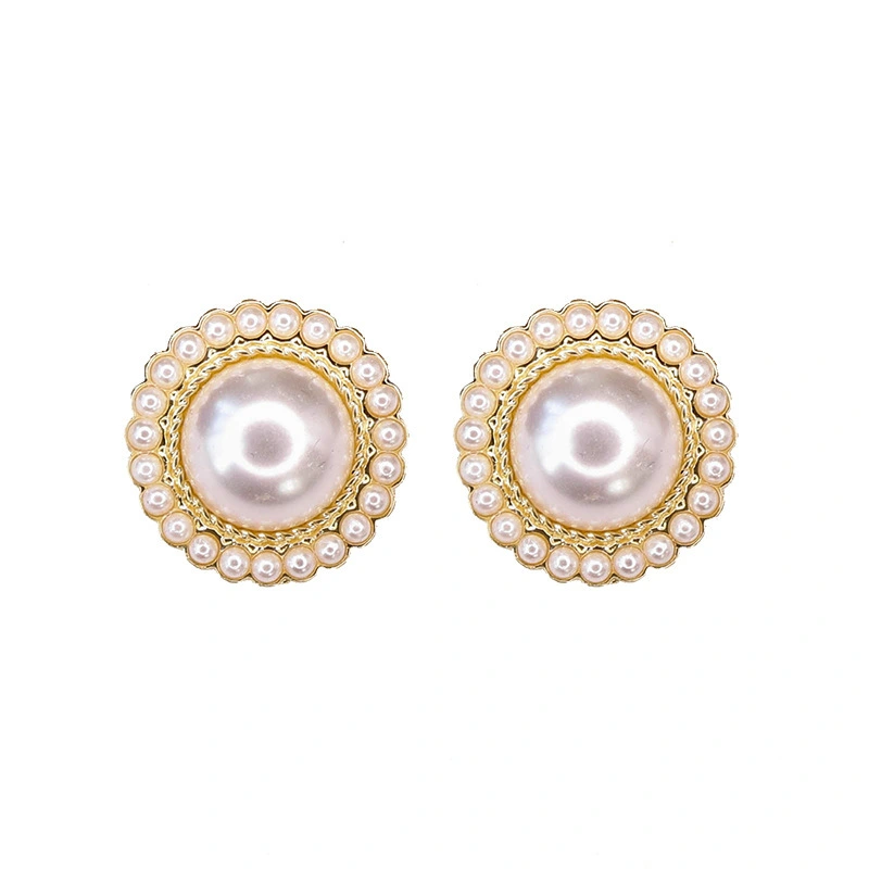 2021summer Hainon pearl earrings round romantic stud earring Fashion style women earring alloy elegant jewelry 1