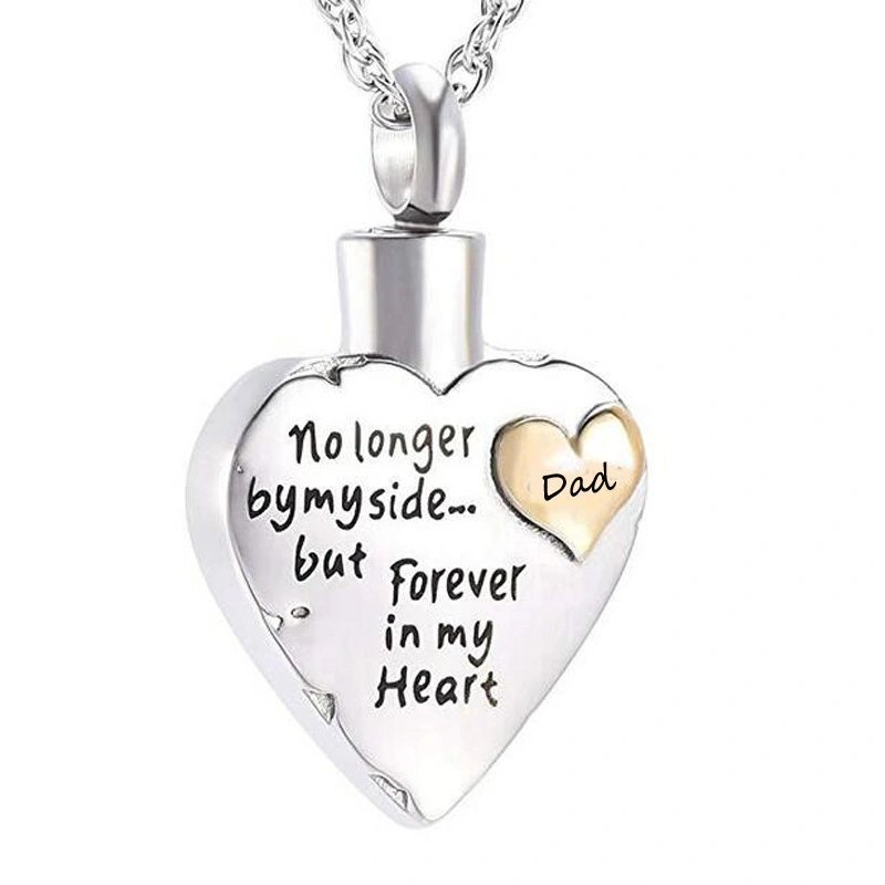 Hainon Commemorative family pet ashes necklace heart ashes pendant with lettering urn flannel bag set 1