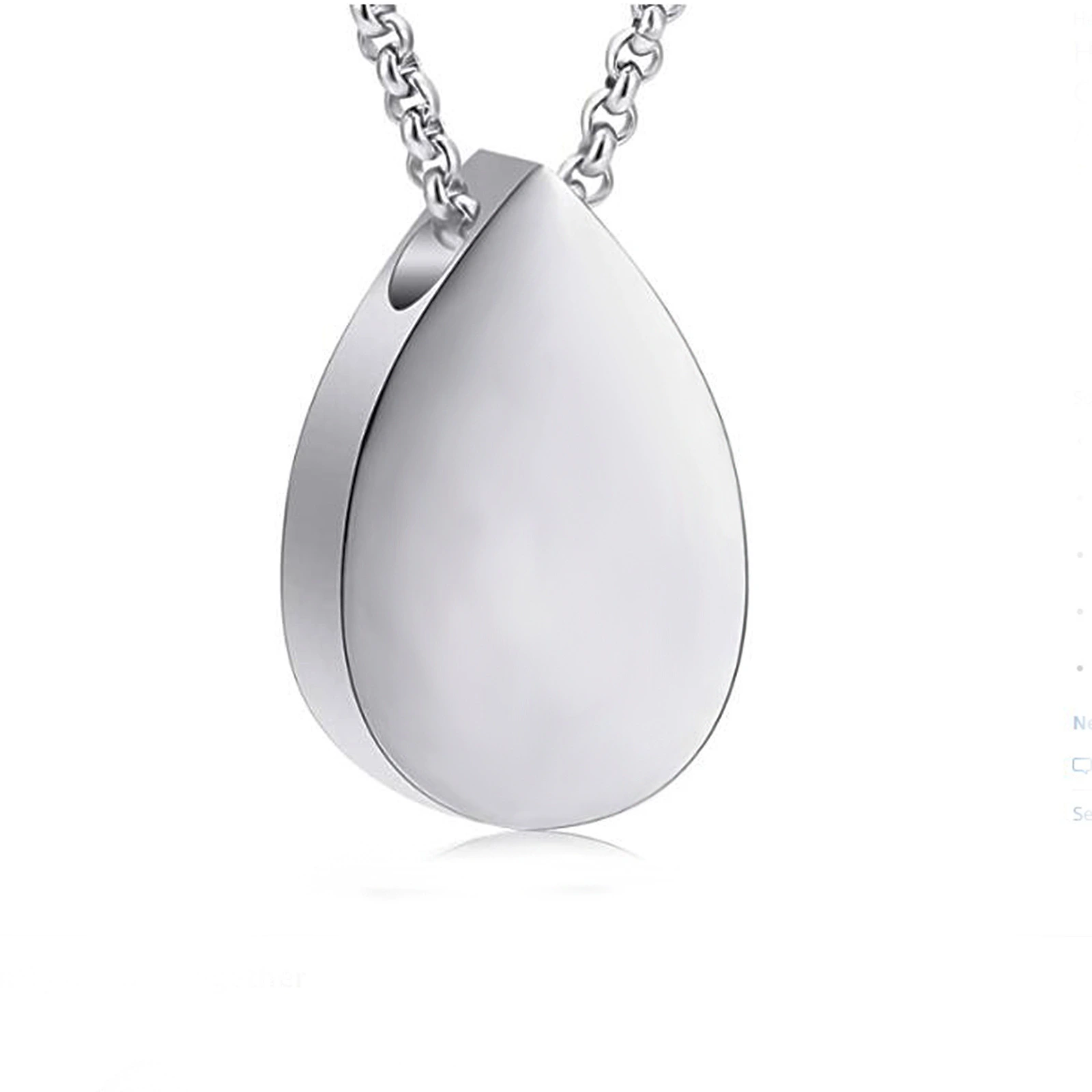 Hainon water drop peach heart perfume bottle pendant stainless steel loved one's hair remains urn flannel bag set 1