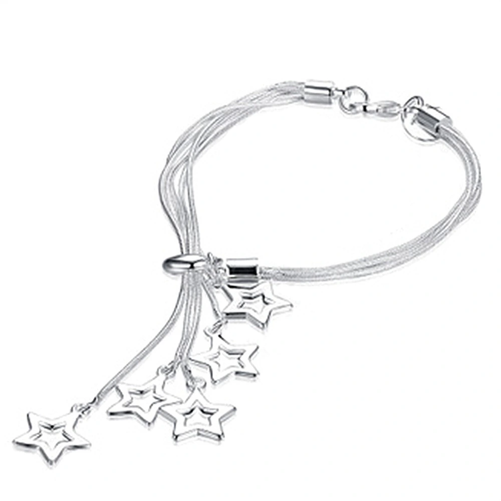 Hainon Hollow Five line Star Bracelet Starlight Sweet Student Wild Couple Star Bracelet gift card flannel bag set 1