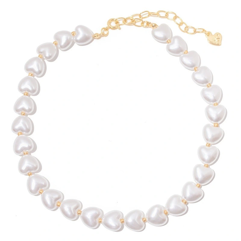Hainon Women's Heart Shaped Pearl Necklace Clavicle Chain Valentine's Day Necklace Gift for Girls 1
