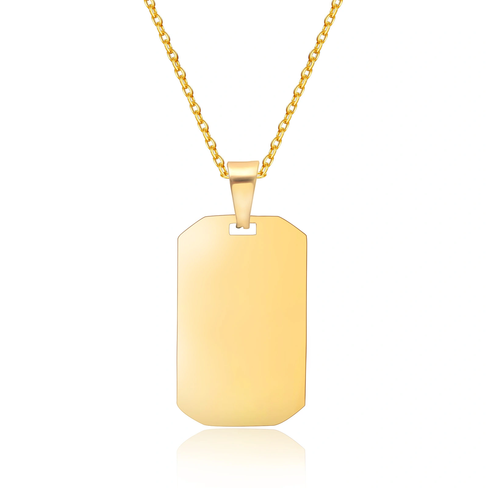 Hainon Gold Plated DogTag Pendant Necklace for Men High Polished Stainless Steel Pendant Classic Necklaces Chain Wholesale 1