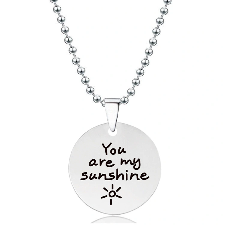 Hainon Round Shape Stainless Steel Pendant Necklaces Lettering Christmas Gift Titanium Steel Unisex Necklace 1