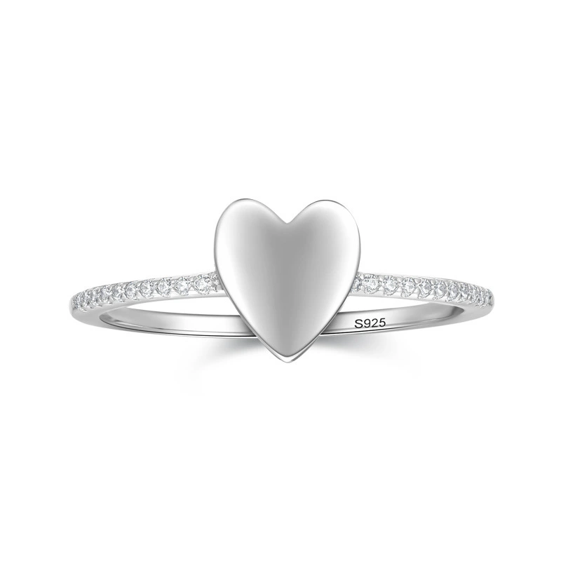 Hainon fashion s925 silver personalized sweet heart ring female simple index finger single ring hand jewelry 1
