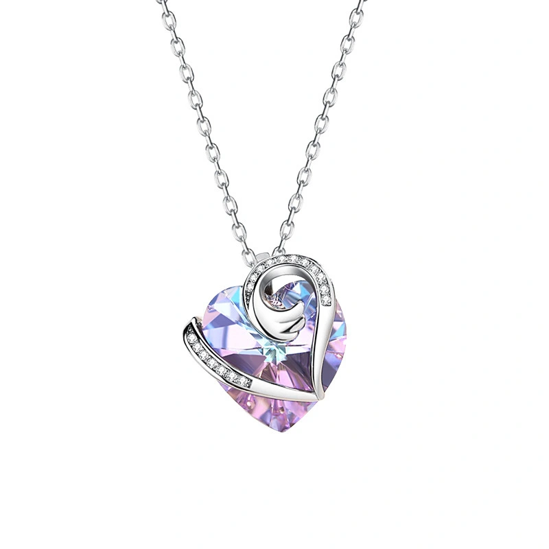 Hainon fashion Original Design S925 Sterling Silver Necklace Fashion Crystal Love Necklace Jewelry Wholesale China 1