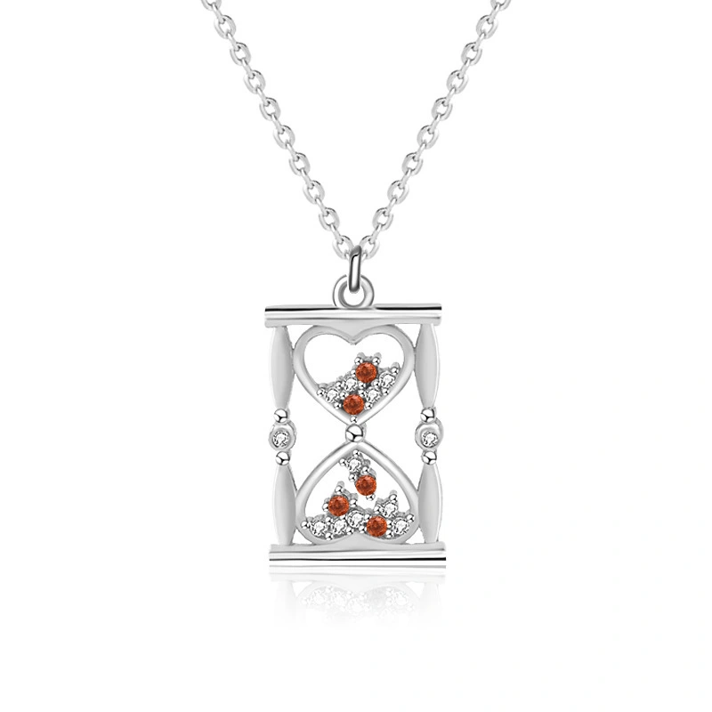 Hainon Original s925 sterling silver love hourglass necklace female fashion zircon clavicle chain wholesale 1