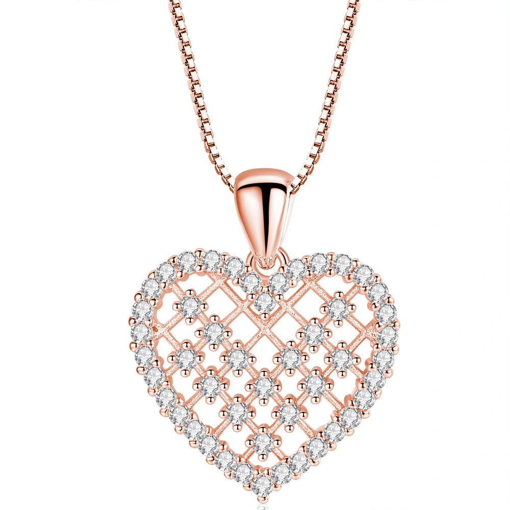 Hainon jewelry necklace creative Classic Heart Shaped Shiny Zircon Sweet Pendant Necklace Spot wholesale 1
