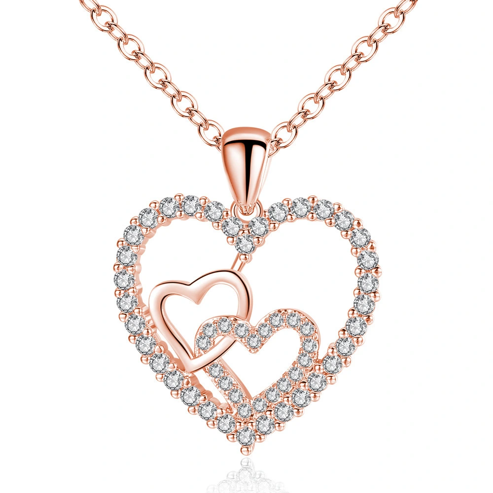 Hainon jewelry necklace women creative Heart Shaped Shiny Zircon Sweet Pendant Necklace Spot wholesale 1