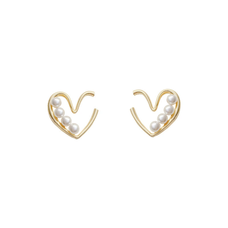 Hainon Design Love Earrings Female Pearl All Match Earrings Fashion Temperament Irregular Earrings Wholesale Gold Plated Heart 1