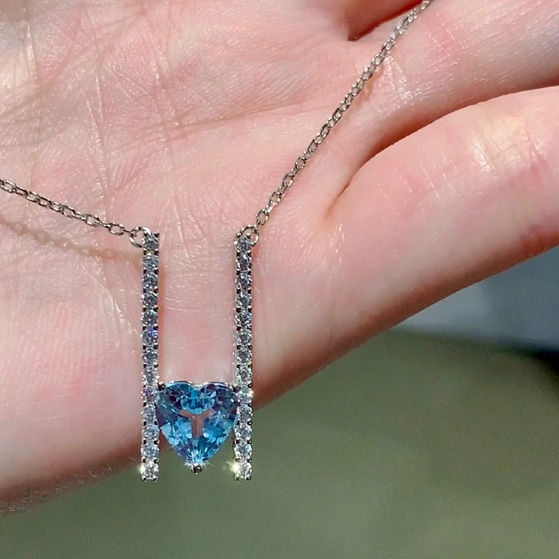 Hainon New fashion Love Zircon Necklace Luxury Feminine Design Clavicle Chain Accessories wholesale 1