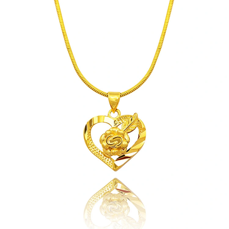 Hainon 2022 Fashion Women's Rose Love Necklace Wholesale Flower Pendant Clavicle Chain jewelry wholesale 1