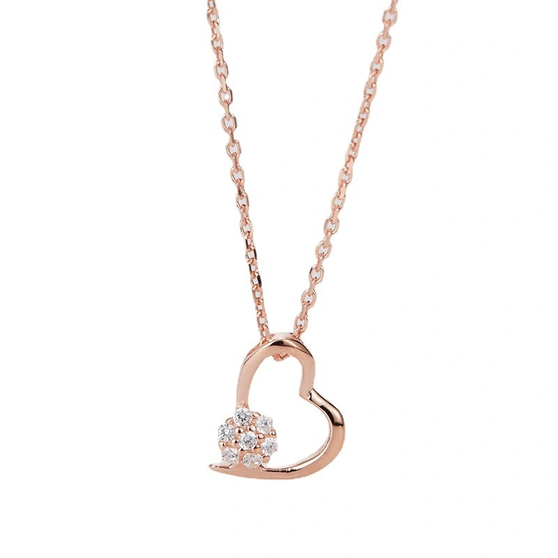 Hainon Titanium Steel Necklace Temperament Double Heart Pendant Necklace Fpr Women Wholesale Supplier 1