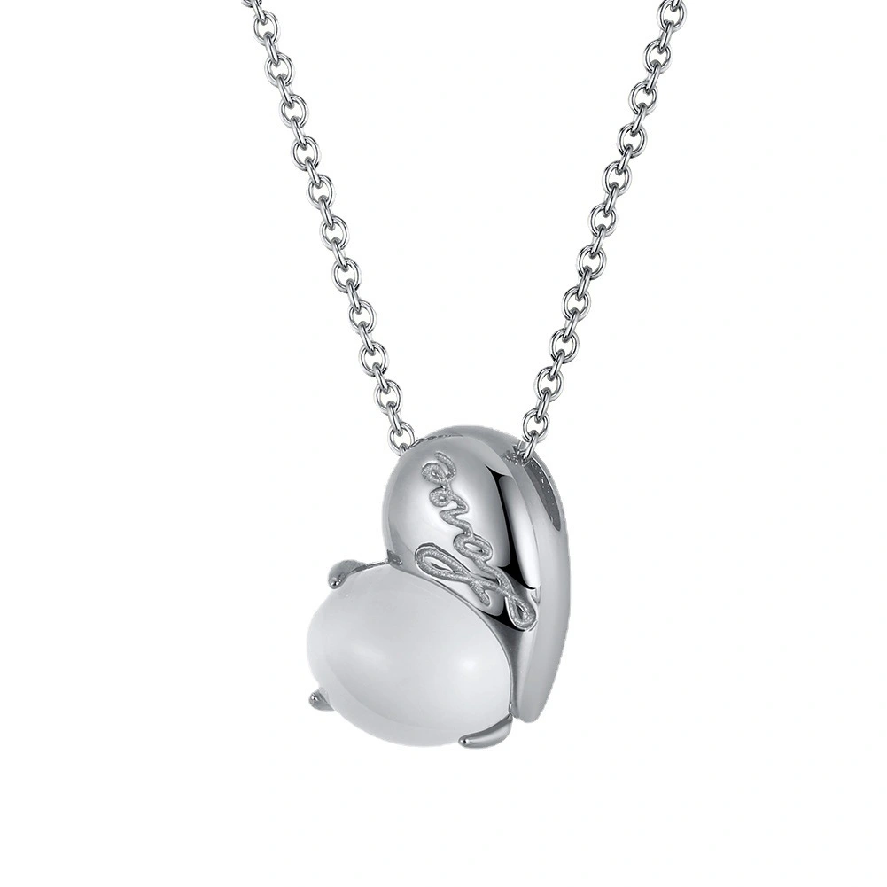 Hainon S925 Sterling Silver Natural Moonstone Necklace Oval Gemstone Handmade Heart Jewelry for women 1