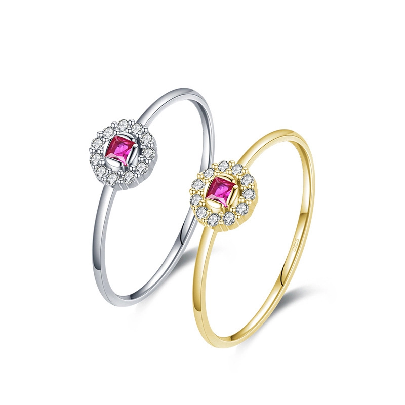 Hainon Personality female micro inlaid zircon s925 sterling silver fashion ring jewelry Gift card flannel bag set 1